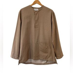 Reifhaus men’s lagenlook tunic L light brown taupe cotton twill minimalist